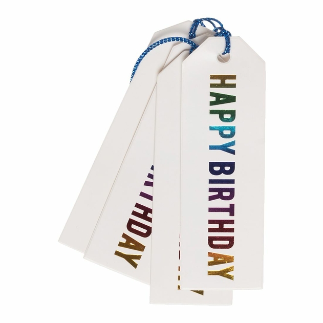 Image of WHSmith 4 Ombre Script Happy Birthday Gift Tags