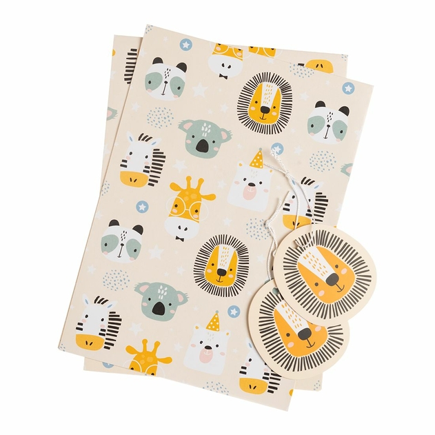 Image of WHSmith Jungle Animals Flat Wrap and Tags