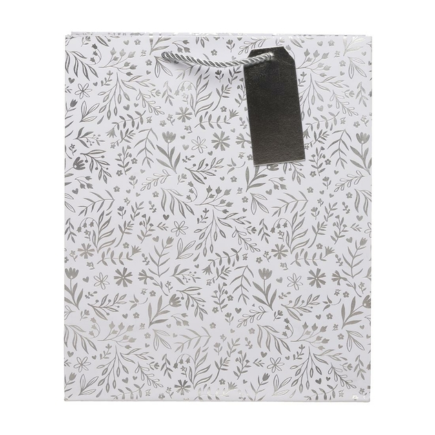 Image of WHSmith Silver Foil Foliage Large Gift Bag