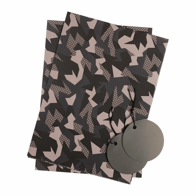 Image of WHSmith Black Sports Camo Print Flat Wrap and Tags