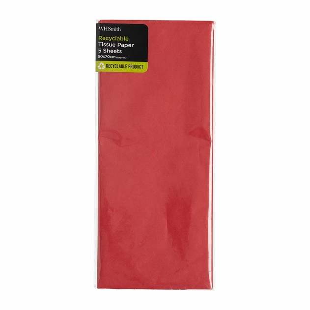 Image of WHSmith 5 Sheets Red Tissue Paper