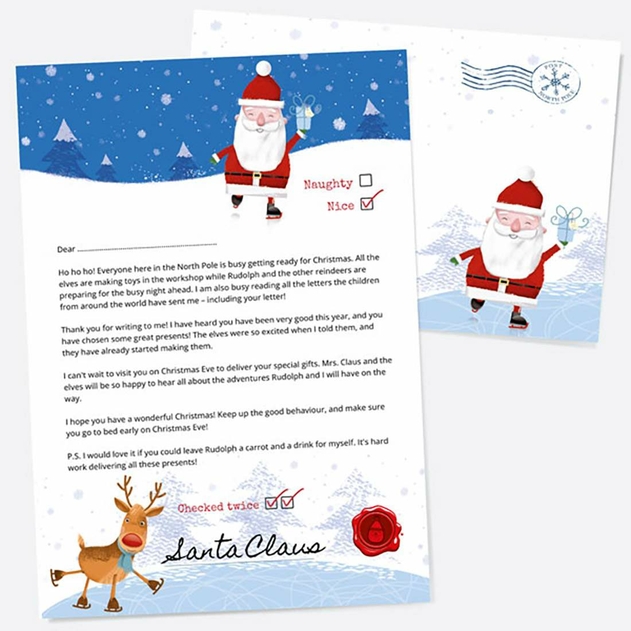 Image of Dotty About Paper Santa & Rudolph Fun Ice Skating Letter from Santa Claus