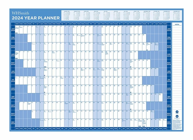 Image of WHSmith A1 2024 Commercial Year Planner Wall Calendar
