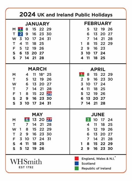 Image of WHSmith Credit Card 2024 Commercial Calendar