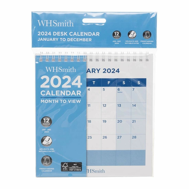 Image of WHSmith 2024 Desk Calendar January To December