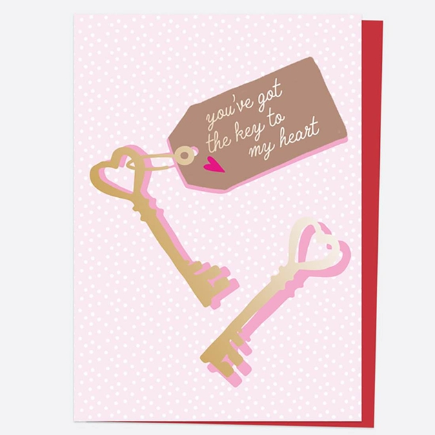 Image of Dotty About Paper Key To My Heart Foil Valentine's Day Card
