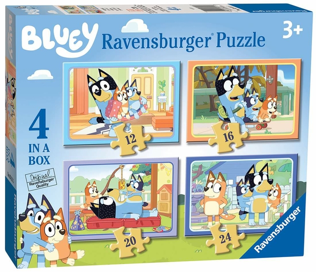 Image of Ravensburger Bluey 4 in a Box (12, 16, 20, 24 piece) Jigsaw Puzzles