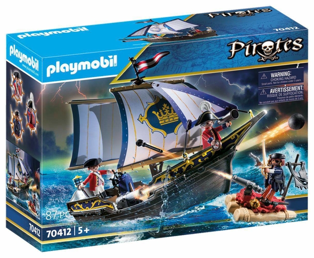 PLAYMOBIL 70412 Pirates Small Floating Pirate Ship With Raft