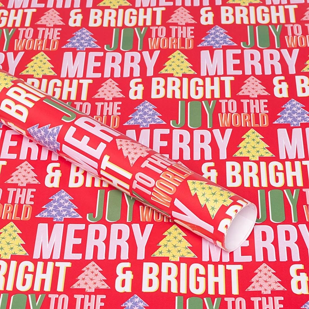 Image of WHSmith 3 Metre Merry Bright Gift Wrap