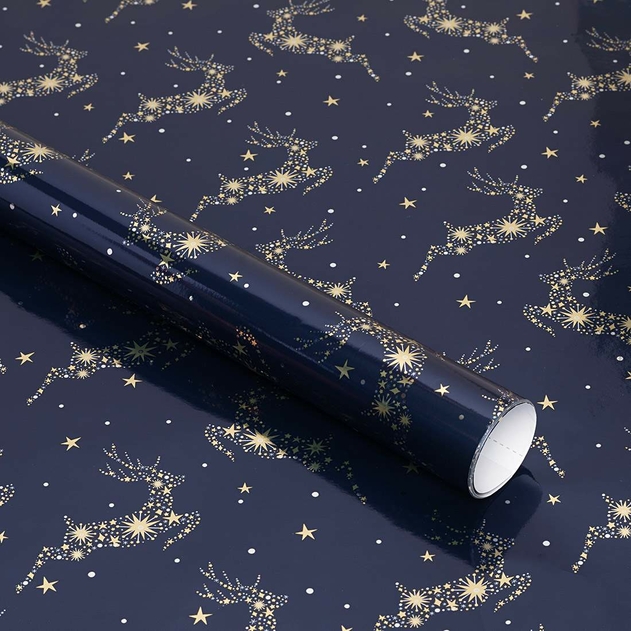 Image of WHSmith 3M Dancing Stags Gift Wrap