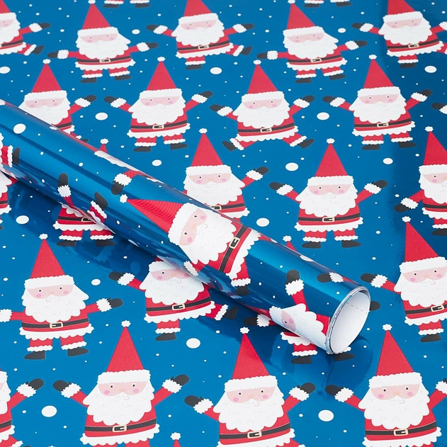 Image of WHSmith 3M Blue Santa Gift Wrap