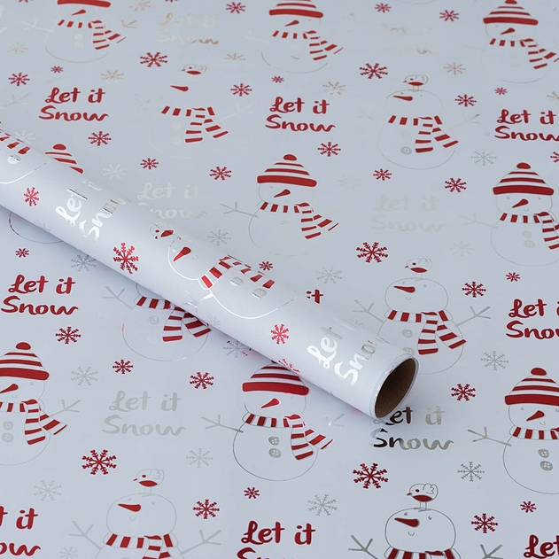 Image of WHSmith 3M White Snowman Christmas Gift Wrap
