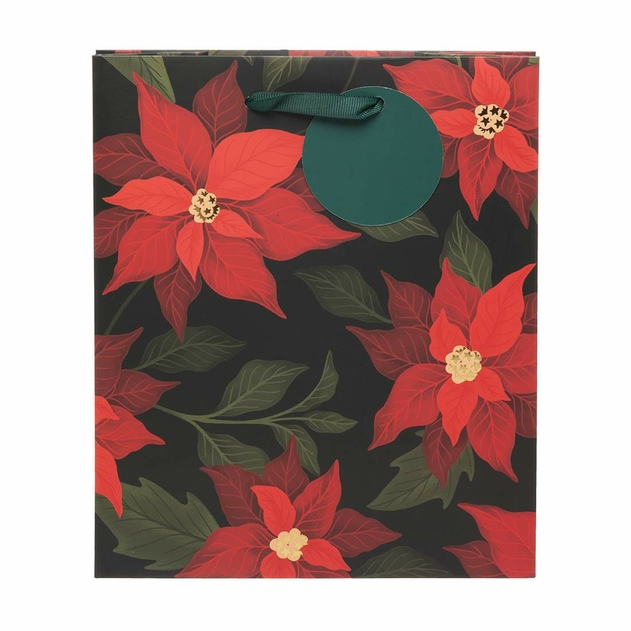 Image of WHSmith Medium Poinsettia Gift Bag