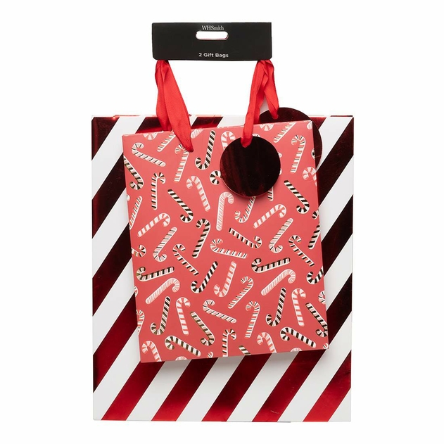 Image of WHSmith 2 Red & White Gift Bags