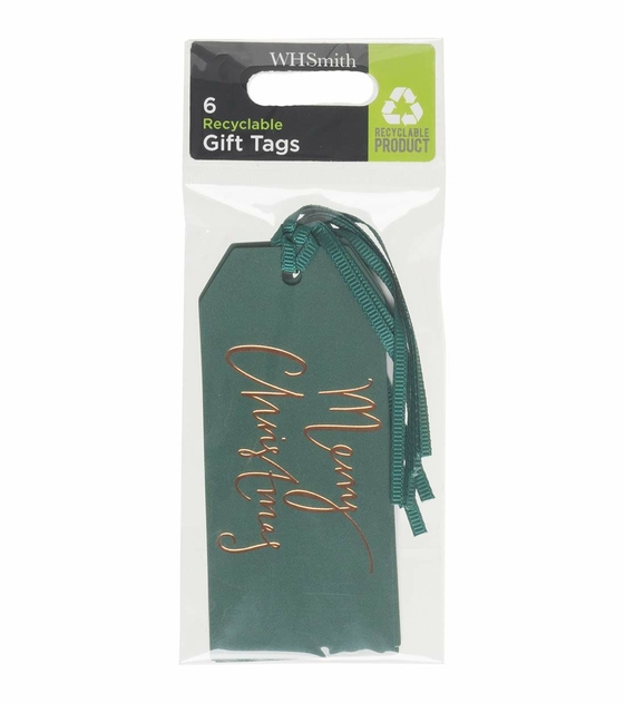 Image of WHSmith Green Christmas Trees Recyclable Gift Tags