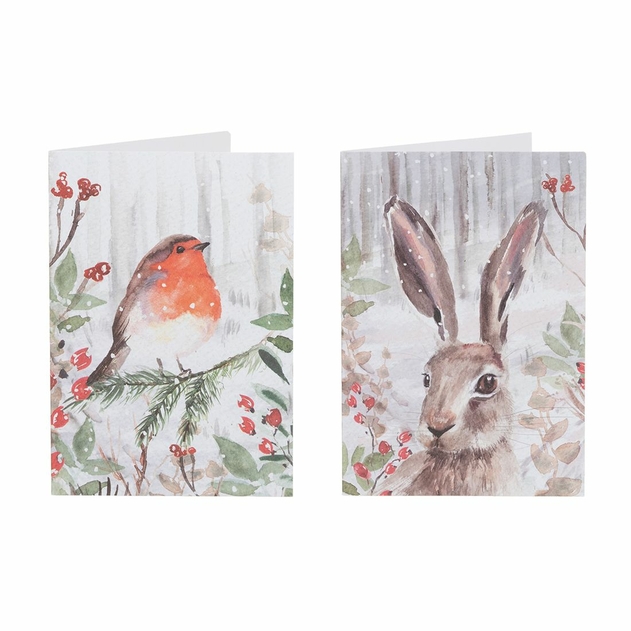 Image of WHSmith Duo Ilustrated Winter Animals Boxed Christmas Cards