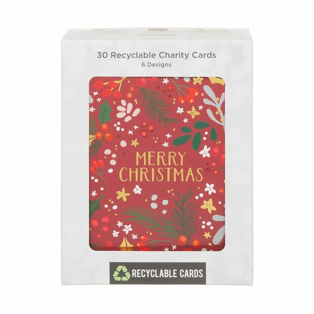 Image of WHSmith Traditional Plum Bumper 30 Pack Christmas Cards
