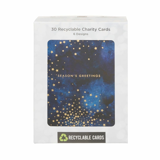 Image of WHSmith Midnight Stars Bumper 30 Pack Christmas Cards