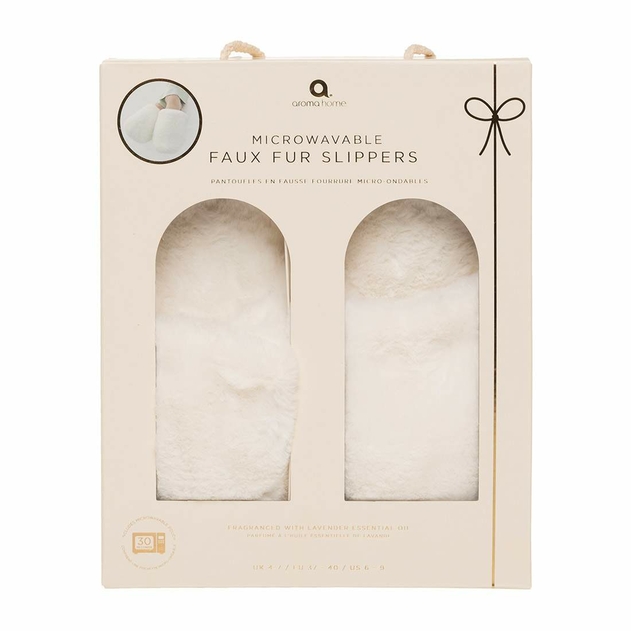 Image of Aroma Home Microwavable Faux Fur Slippers