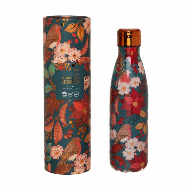Image of WHSmith Winter Berries Metal Bottle