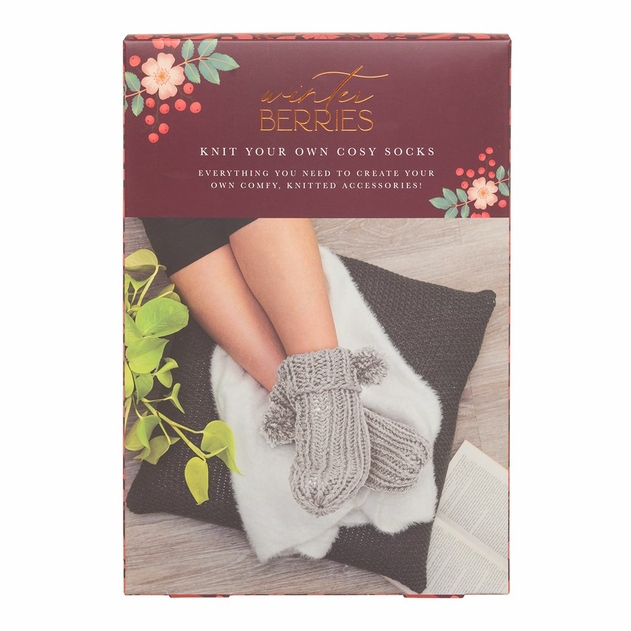 Image of WHSmith Winter Berries Sock Knitting Kit