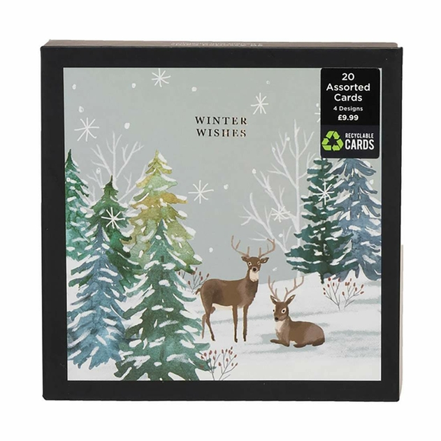 Image of WHSmith Recyclable Santa In Forest Christmas Cards (Pack of 20)