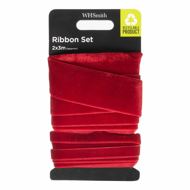 Image of WHSmith Red Velvet Ribbon Set