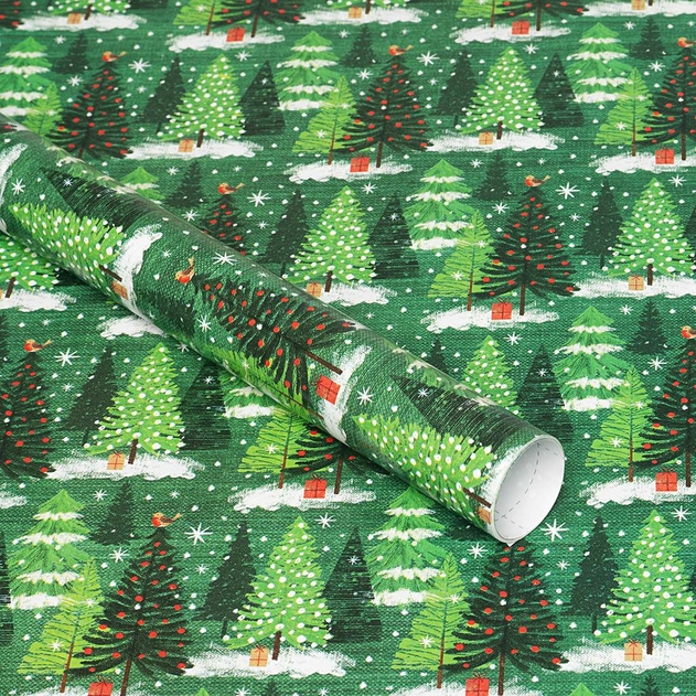 Image of WHSmith 3 Metre Christmas Forest Gift Wrap