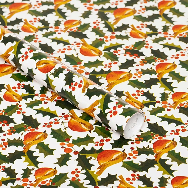Image of WHSmith 3 Metre Robin Recyclable Gift Wrap