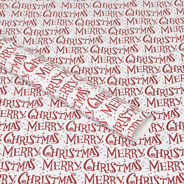 Image of WHSmith 3 Metre Merry Christmas Script Gift Wrap