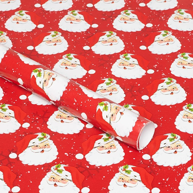 Image of WHSmith 3 Metre Traditional Santa Recyclable Gift Wrap