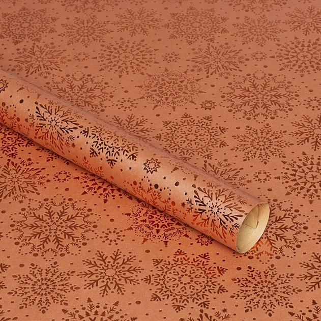 Image of WHSmith 3 Metre Copper Snowflake Gift Wrap