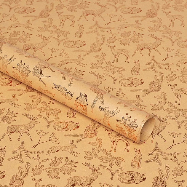 Image of WHSmith 3 Metre Copper Winter Woodland Gift Wrap