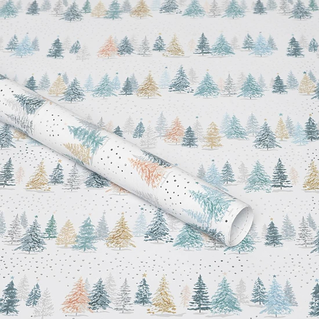 Image of WHSmith 3 Metre Winter Trees Gift Wrap