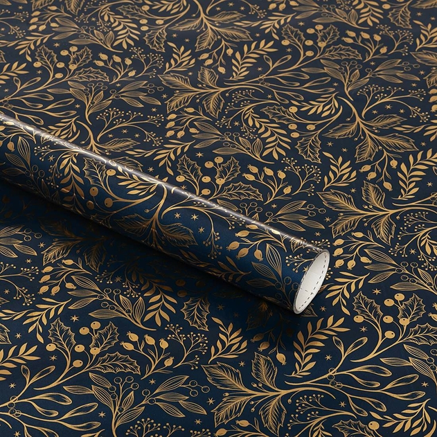 Image of WHSmith 3 Metre Midnight Floral Gift Wrap