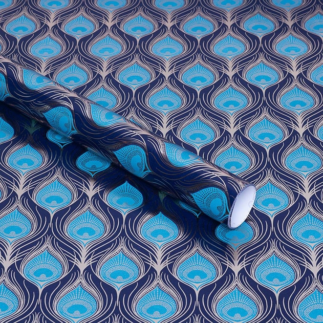 Image of WHSmith 3m Peacock Recyclable Gift Wrap