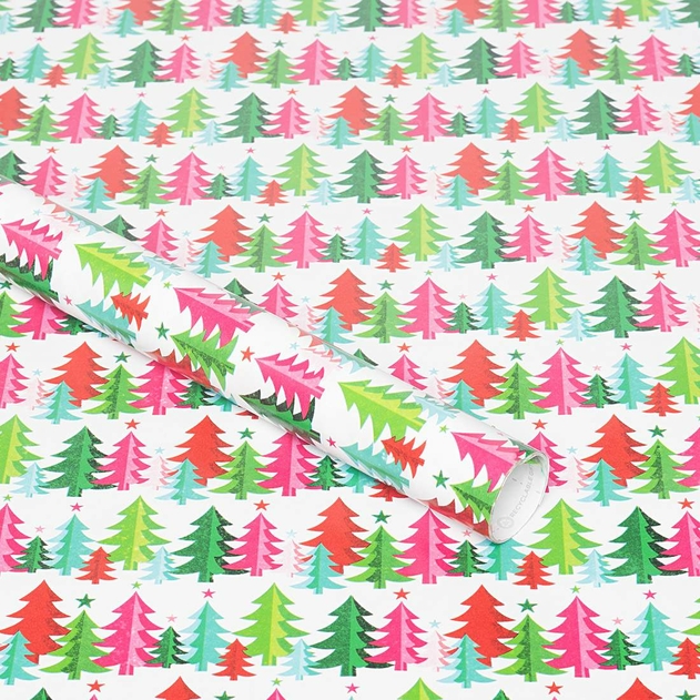 Image of WHSmith Bright Trees 10 Metre Recyclable Christmas Gift Wrap