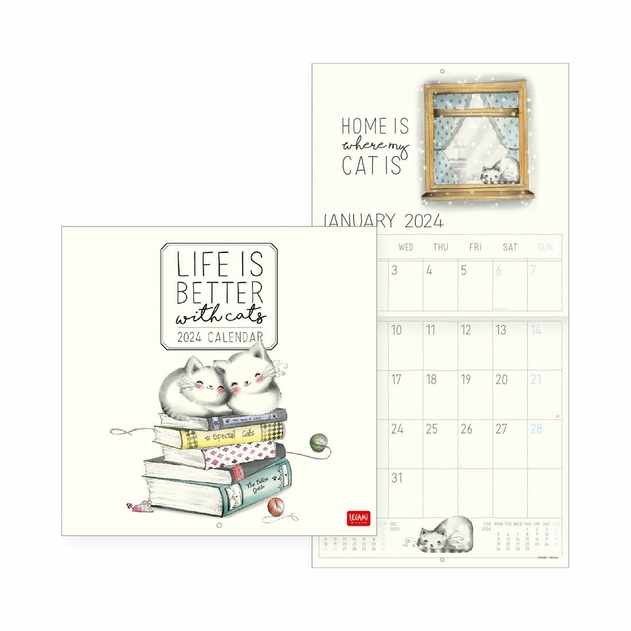 Image of Legami Uncoated Paper Sketchy Cats Wall Calendar