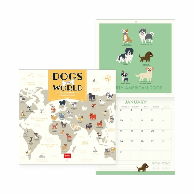 Image of Legami Uncoated Paper Dogs of the world Wall Calendar