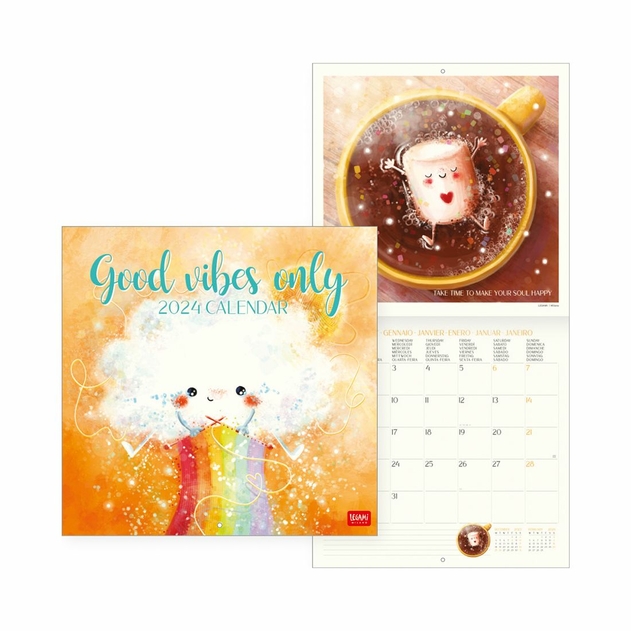 Image of Legami Uncoated paper Good Vibes Only Wall Calendar