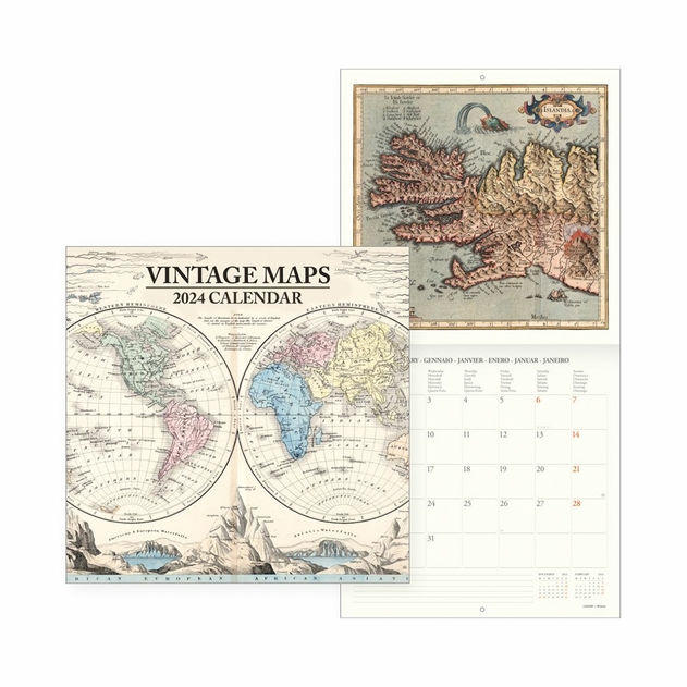 Image of Legami Uncoated Paper Vintage Maps Wall Calendar