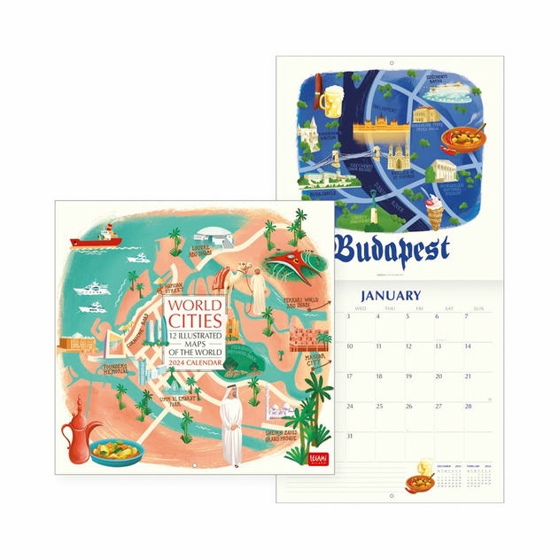 Image of Legami Uncoated Paper World Cities Wall Calendar