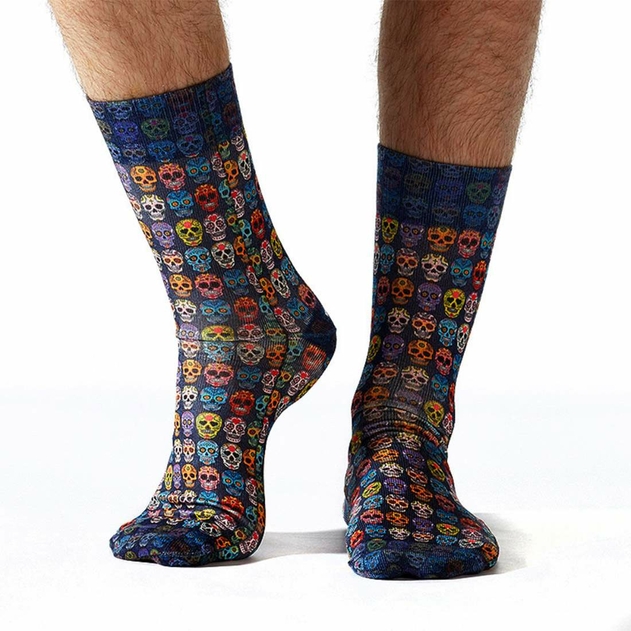 Image of Wigglesteps Mens Blue Skulls Socks