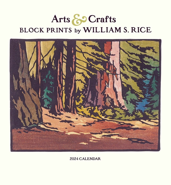 Image of Pomegranate Arts & Crafts Block Prints by William S. Rice 2024 Wall Calendar