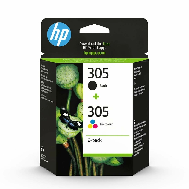 HP 305 Black and Tri-Colour Original Ink Cartridge, Instant Ink Compatible, 6ZD17AE (Pack of 2)