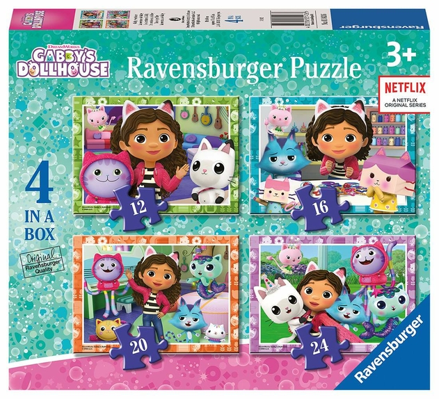 Image of Ravensburger Gabby's Dollhouse 4 in a Box (12, 16, 20, 24 piece) Jigsaw Puzzles
