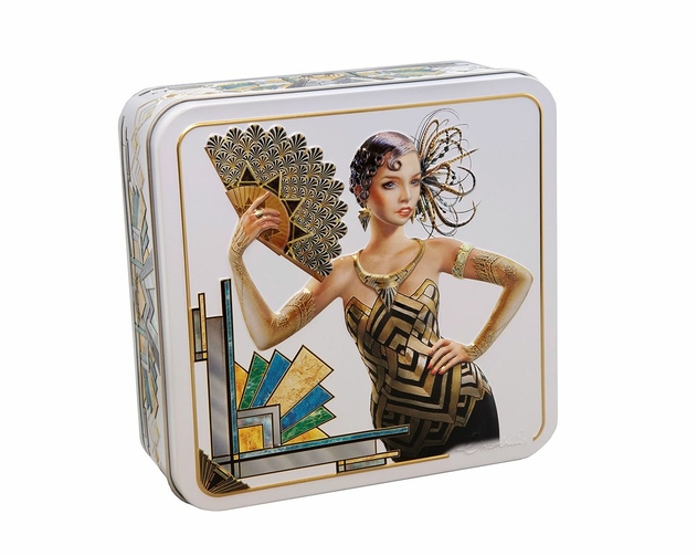 Image of Churchill's Grace Art Deco Tin 150g Mini Chocolate Chip Shortbread