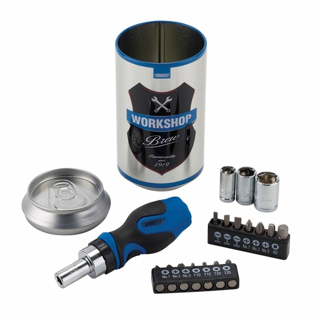 Image of Draper Stubby Ratchet Screwdriver and Bit Set, Special Edition - Workshop Brew (18 Piece)