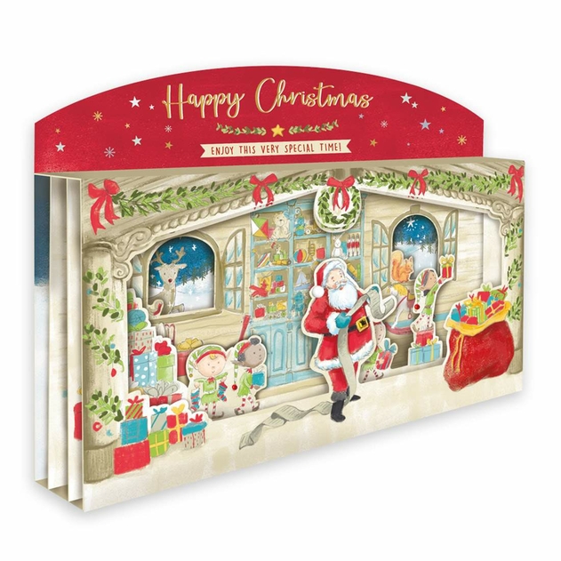 Image of Second Nature Happy Christmas Santa's Village 3D Christmas Card