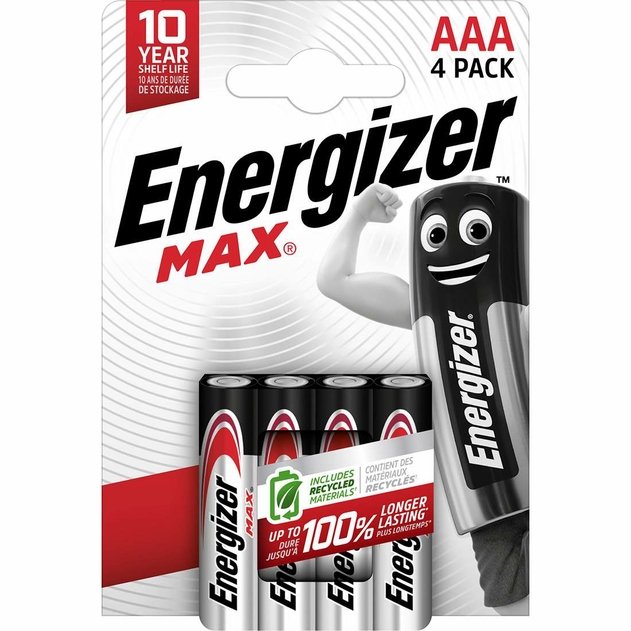Image of Energizer Max AAA Alkaline Batteries 4 Pack